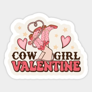 Cow Girl Valentine Retro Sticker